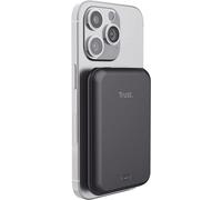 Trust Mobile Magno Magnetic Wireless Power Bank Fast Charging 5000 mAh, 17 Extra Hours, Made with 50% Recycled Materials, USB-C Charging, Lightweight Phone Charger for iPhone 12 and Higher - Black