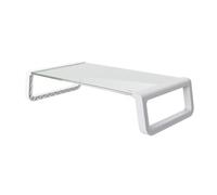 Trust Monta Monitor Stand, Tempered Glass Screen Riser 41 x 22 x 10 cm, Universal Shelf Organizer, Ergonomic Desk Laptop Stand for PC, Mac, Computer, Notebook, Home Office - White