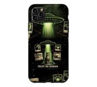 Trust No Human Funny Cat UFO Alien Conspiracy Theory Case for iPhone 11 Pro Max