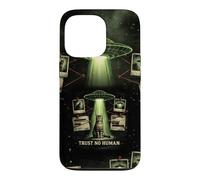 Trust No Human Funny Cat UFO Alien Conspiracy Theory Case for iPhone 13 Pro