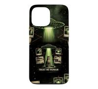 Trust No Human Funny Cat UFO Alien Conspiracy Theory Case for iPhone 13 Pro Max