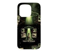 Trust No Human Funny Cat UFO Alien Conspiracy Theory Case for iPhone 15 Pro