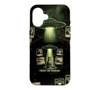 Trust No Human Funny Cat UFO Alien Conspiracy Theory Case for iPhone 16