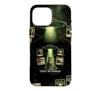 Trust No Human Funny Cat UFO Alien Conspiracy Theory Case for iPhone 16 Pro Max