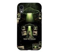 Trust No Human Funny Cat UFO Alien Conspiracy Theory Case for iPhone XR