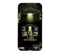 Trust No Human Funny Cat UFO Alien Conspiracy Theory Case for iPhone XS Max