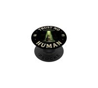 Trust No Human Funny Cat UFO Alien Conspiracy Theory PopSockets Adhesive PopGrip