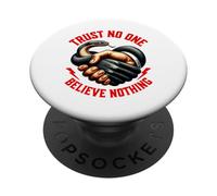 Trust No One Believe Nothing Snake Handshake Graphic PopSockets Adhesive PopGrip