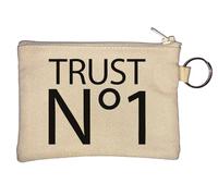 Trust No One Black Fonted Logo Key Chain Coin Purse Beige