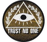 Trust No One Sew on Patch - The Eye of Providence Iron on Patches - Illuminati, Freemasons Conspiracy Emblem - Upgrade Clothing Designer Patches for Jeans, Jackets, Backpacks, Hats, Shirts - 70X70 mm