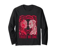 Trust No One Traitor Mask Hidden Dagger Linocut Long Sleeve T-Shirt