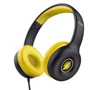 Trust Nouna Kids Headphones Wired with Safe Volume Limit (85dB) for Boys and Children Age 4-10, On Ear Foldable Headset with In-line Microphone, 3.5mm Connection, Stickers Included - Black
