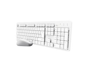Trust Ody II Spanish Wireless Keyboard and Mouse Set ES Layout, Low Profile Keys, One USB Receiver, Spill-Resistant, Quiet Combo for PC Laptop Mac, White