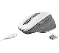 Trust Ozaa Rechargeable Wireless Mouse, 800-2400 DPI, 6 Buttons, Silent Left and Right Buttons, Plug and Play USB Receiver, 10m Range, Ergonomic Mouse for PC, Computer, Desktop, Laptop, Mac - White