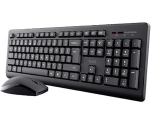 Trust Primo Pack Wireless Spanish QWERTY Keyboard and Mouse, Low Profile Keys, One USB Receiver, Spill Resistant, Ambidextrous Mouse Windows Mac PC Laptop - Black