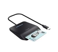 Trust Primo USB-C Smart ID Card Reader DNI, FIPS 201 / TAA and ISO 7816 Class A/B/C Compliant, 100cm Cable, Secure Login, USB Card Reader Compatible with Windows/Mac, Personal Identification