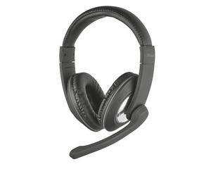 Trust Reno PC Headset with Microphone, Adjustable Headband, Flexible Microphone, Inline Control, Wired Over-ear Headphones for Computer, Laptop, Teams, Skype, Zoom - Black