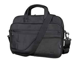 Trust Sydney Sustainable Laptop Bag 16 Inch with Shoulder Strap, Eco Bag, Recycled Plastic Laptop Case with Storage Pockets, RPET Work Bag, Carrying Case for Travel, Business, Office, School - Black