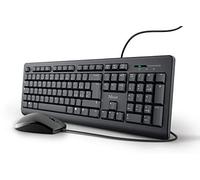 Trust Taro USB Keyboard and Mouse Wired Italian QWERTY Layout for PC/Laptop/Notebook Mac/Windows 1.8 m Cable, Keyboard Fluid Resistant Ergonomic Black
