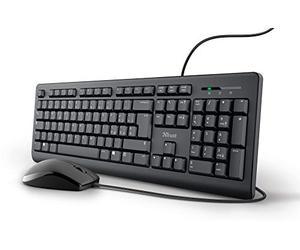 Trust Taro USB Keyboard and Mouse Wired Italian QWERTY Layout for PC/Laptop/Notebook Mac/Windows 1.8 m Cable, Keyboard Fluid Resistant Ergonomic Black