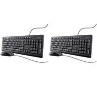 Trust Taro Wired Keyboard and Mouse Bundle - QWERTY Spanish Layout, 1.8m Cable, USB Connection, Spill-Resistant Keyboard, Windows Mac PC Laptop, Black (Pack of 2)