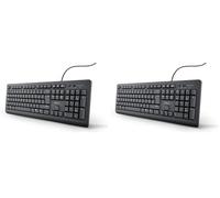Trust Taro Wired Keyboard, Qwerty UK Layout, Quiet Keys, Full-Size, Spill-Resistant, 1.8 m Cable, USB Plug and Play, Keyboard for PC, Laptop, Mac - Black (Pack of 2)