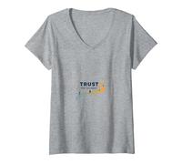 Trust The Journey: Inspirational Path V-Neck T-Shirt, Women, Heather Grey, XXL