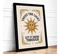 Trust the Light Typography Framed Wall Art Print A2 (59.4×42cm) Black, Wall Decor for Living Room, Bedroom, Office & Home, Ready to Hang, Art Gift