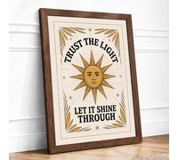 Trust the Light Typography Framed Wall Art Print A2 (59.4×42cm) Walnut, Wall Decor for Living Room, Bedroom, Office & Home, Ready to Hang, Art Gift