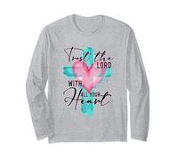 Trust The Lord with All Your Heart Christian Cross Religious Long Sleeve T-Shirt