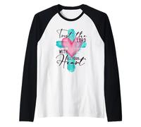 Trust The Lord with All Your Heart Christian Cross Religious Raglan Baseball Tee