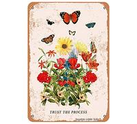 Trust The Process Butterflies And Flowers Metal Retro Look 20X30 CM Decoration Plaque Sign for Home Kitchen Bathroom Farm Garden Garage Funny Wall Decor