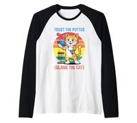 Trust The Putter Blame The Cat Funny Disc Golf Player Raglan Baseball Tee