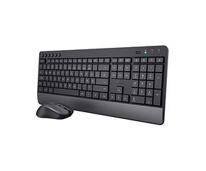 Trust Trezo Wireless Keyboard Mouse Set, Qwertz Layout, Sustainable Design, Wireless with Wireless Mouse, Quiet and Ergonomic Combo, 48 Months Battery Life, PC, Laptop, Black, 2.4 GHz