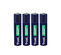 Trust USB-C Rechargeable Battery AAA with Built-in USB C Port, Pack of 4 | No Battery Charger Necessary, Cable Included, 500 mAh Capacity, Rechargeable via Phone Charger/USB Port