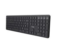 Trust Vaiya Wireless Bluetooth Keyboard + 2.4Gz AZERTY French AZERTY Rechargeable Multi-Device Bluetooth Keyboard with Numeric Keypad, 55% Recycled Plastic, Windows iOS iPadOS MacOS Android, Black