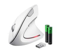 Trust Verto Vertical Wireless Ergonomic Mouse, White | Reduces Arm Strain, for Right Hand Users, 800-1600 DPI, 6 Buttons, Storable USB Receiver, Batteries Included, PC Laptop Mac