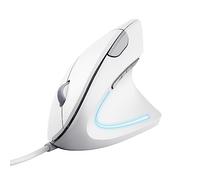 Trust Verto Wired Ergonomic Mouse, Vertical Mouse with LED Illumination, Reduces Arm Strain, 1000-1600 DPI, 6 Buttons, for Right Hand Users, 1.5m USB Cable, Computer Mouse for PC, Laptop. Mac - White