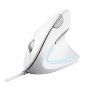 Trust Verto Wired Ergonomic Mouse, Vertical Mouse with LED Illumination, Reduces Arm Strain, 1000-1600 DPI, 6 Buttons, for Right Hand Users, 1.5m USB Cable, Computer Mouse for PC, Laptop. Mac - White