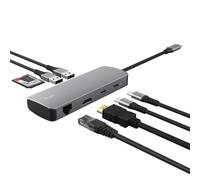 Trust Vylor 8-in-1 USB C Hub Multiport Adapter Compact Docking Station | HDMI 4k60Hz, Gigabit Ethernet, MicroSD/SD Card Reader, USB-C USB-A, Charge Port 100W, for PC Laptop Dell HP Asus MacBook