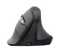 Trust Vyran Ergonomic Hyperwheel Wireless Mouse, Ultra Fast Scroll Wheel Horizontal Scrolling, Bluetooth + 2.4GHz, Silent Buttons, 85% Recycled Materials, Thumb Rest, Multidevice Vertical Mouse, Black