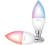 Trust WiFi Smart LED Bulb E14, WIFI Bulb, Smart RGB Candle Lightbulb, Works with Alexa and Google Nest, Colour Changing Light Bulb, Duo Pack, White