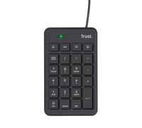 Trust Xalas USB Numpad Number Keypad for Laptop and Desktop PC, Slim Number Pad with Low Profile Keys for Compact TKL Keyboard, Wired Numeric Keypad with 5 Extra Keys, 1.5m Cable, Black