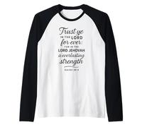 Trust Ye in The Lord Isaiah 26:4 Bible Verse Scripture Faith Raglan Baseball Tee
