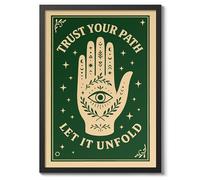 Trust Your Path Poster, Boho Vintage Spiritual Illustration Print, Meditation Wall Art, A4 (Black Frame) - 32.7x24.1cm