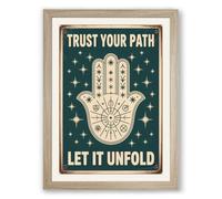 Trust Your Path Vintage Framed Wall Art Print A1 (84.1×59.4cm) Oak, Wall Decor for Living Room, Bedroom, Office & Home, Ready to Hang, Art Gift