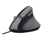 Trust Yuno Ergonomic Wired Vertical Mouse - Right-Handed, 1.5m USB Cable, 800-2400 DPI, Optical Sensor, 6 Buttons, 60% Recycled Plastic - Black