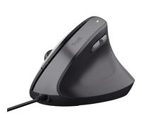 Trust Yuno Ergonomic Wired Vertical Mouse - Right-Handed, 1.5m USB Cable, 800-2400 DPI, Optical Sensor, 6 Buttons, 60% Recycled Plastic - Black