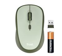 Trust Yvi+ Silent Wireless Mouse, Sustainable Design, 800-1600 DPI, For Left and Right Hand Users, Storable USB Micro Receiver, Quiet Compact Computer Mouse for PC, Laptop, Mac, Home Office - Green