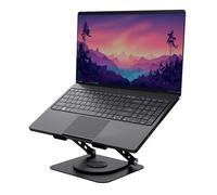 Trust Zeff Ergonomic Laptop Stand for Desk with 360 Degrees Rotation, 16" Foldable Metal Laptop Riser, Height Adjustable, Laptop Holder for Macbook Tablet Dell HP Computer Home Office - Black